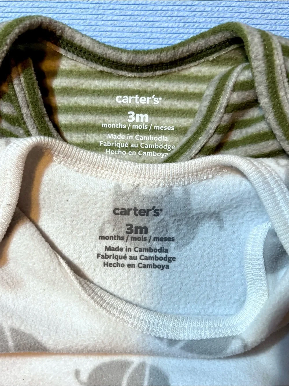 Carter's Fleece Elephant Print Baby Sleep Gown & Green Stripe Pajama Set